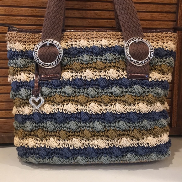 Brighton Handbags - Brighton straw handbag with patent leather trim